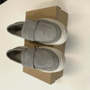 HERMO Grey Men's Made In Portugal Suede Driving Loafers